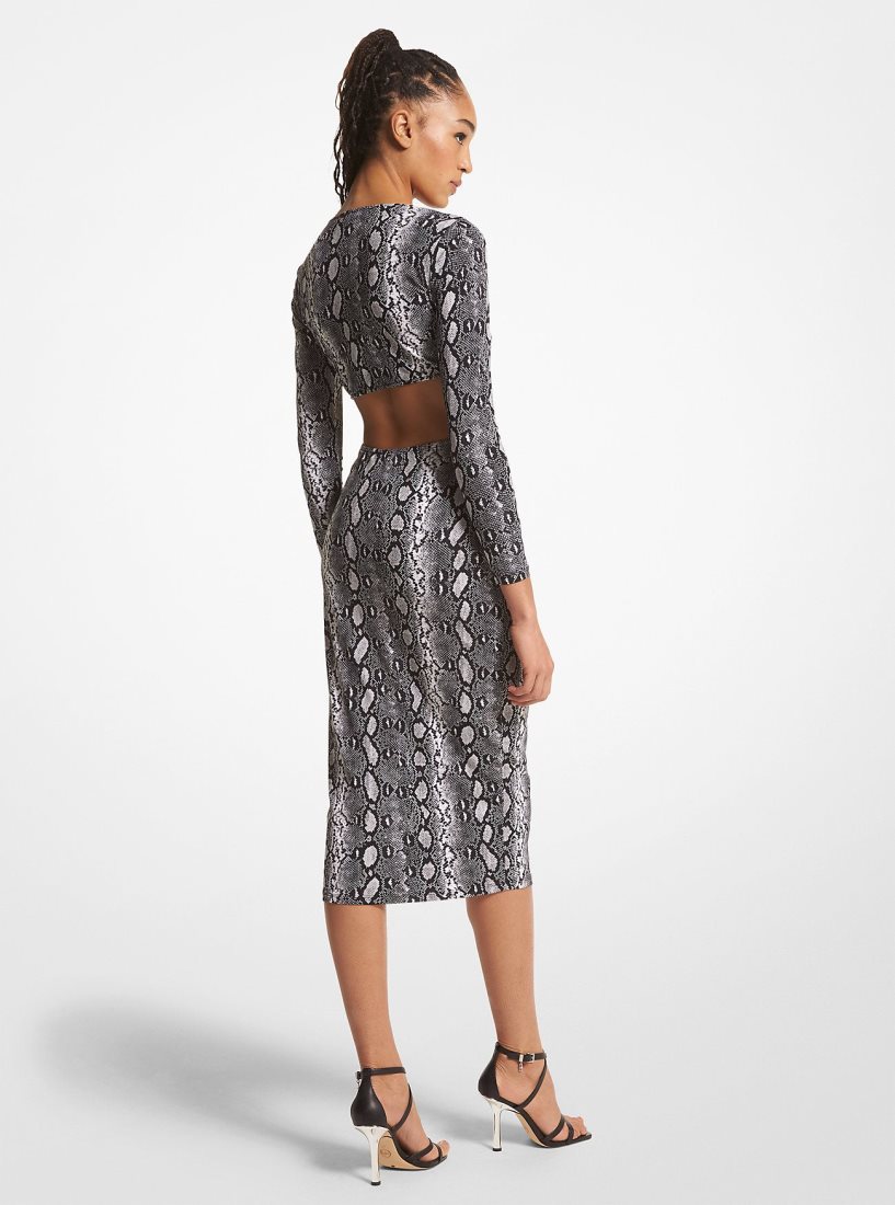 Vestido Michael Kors Snake Print Matte Jersey Cutout Dress Mujer Negras | 6178-IUVYL