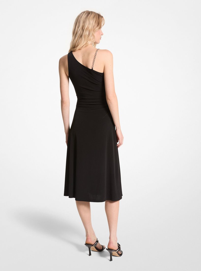 Vestido Michael Kors Stretch Matte Jersey One-Shoulder Midi Dress Mujer Negras | 1874-ACQLW