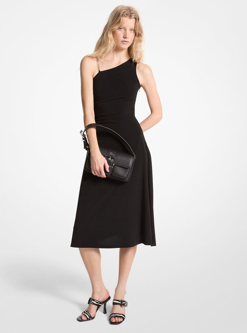 Vestido Michael Kors Stretch Matte Jersey One-Shoulder Midi Dress Mujer Negras | 1874-ACQLW