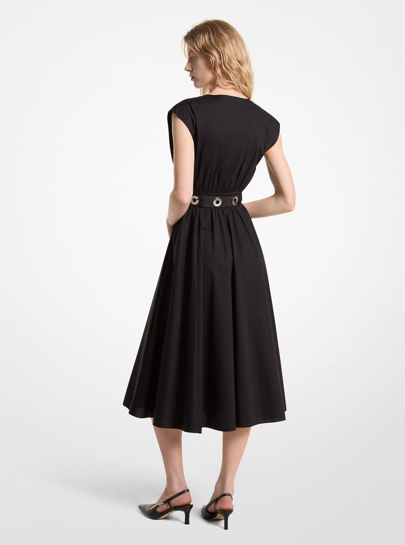 Vestido Michael Kors Stretch Organic Cotton Poplin Midi Dress Mujer Negras | 9843-LMVIE