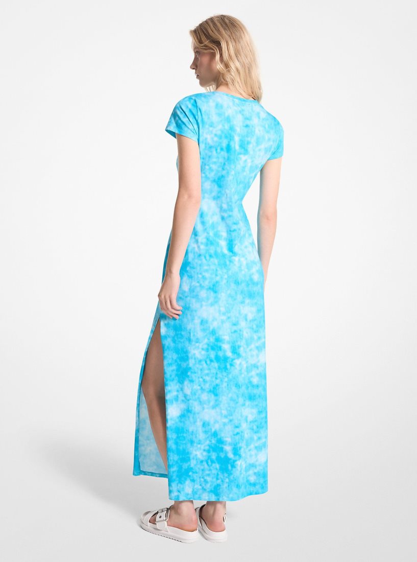 Vestido Michael Kors Tie-Dyed Stretch Cotton Maxi Dress Mujer Azules | 0895-VCDYS