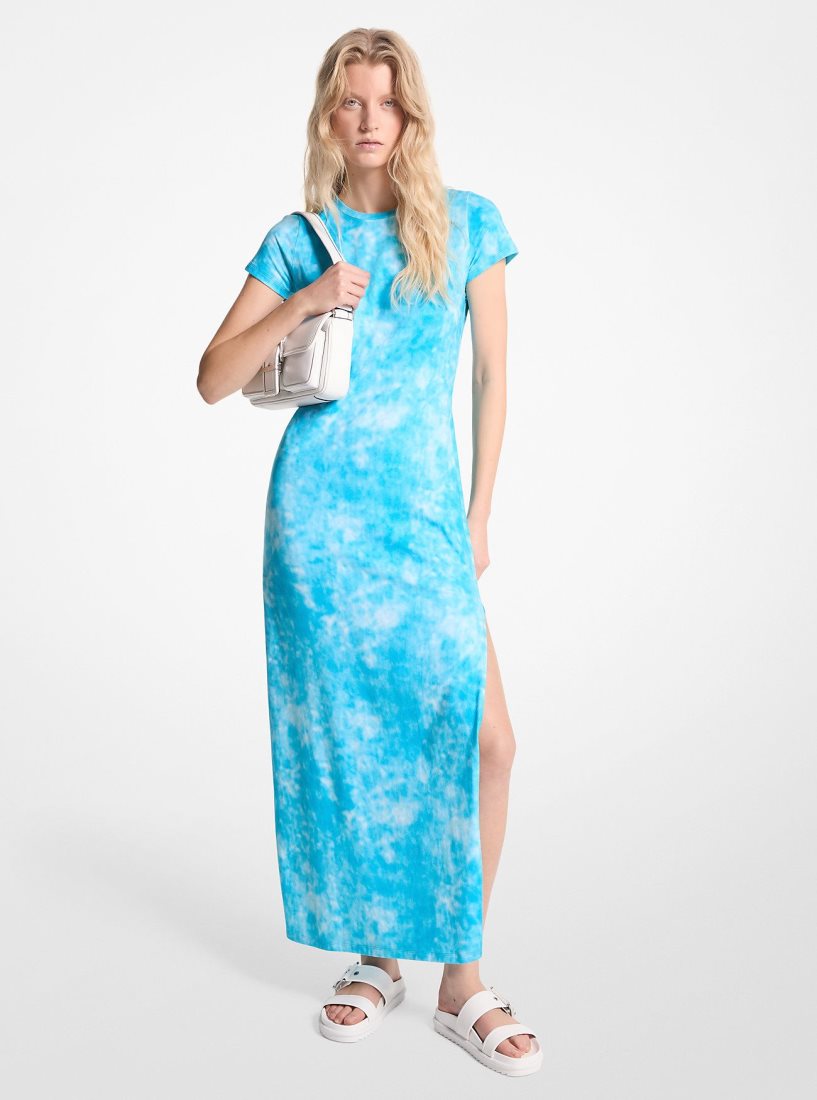 Vestido Michael Kors Tie-Dyed Stretch Cotton Maxi Dress Mujer Azules | 0895-VCDYS