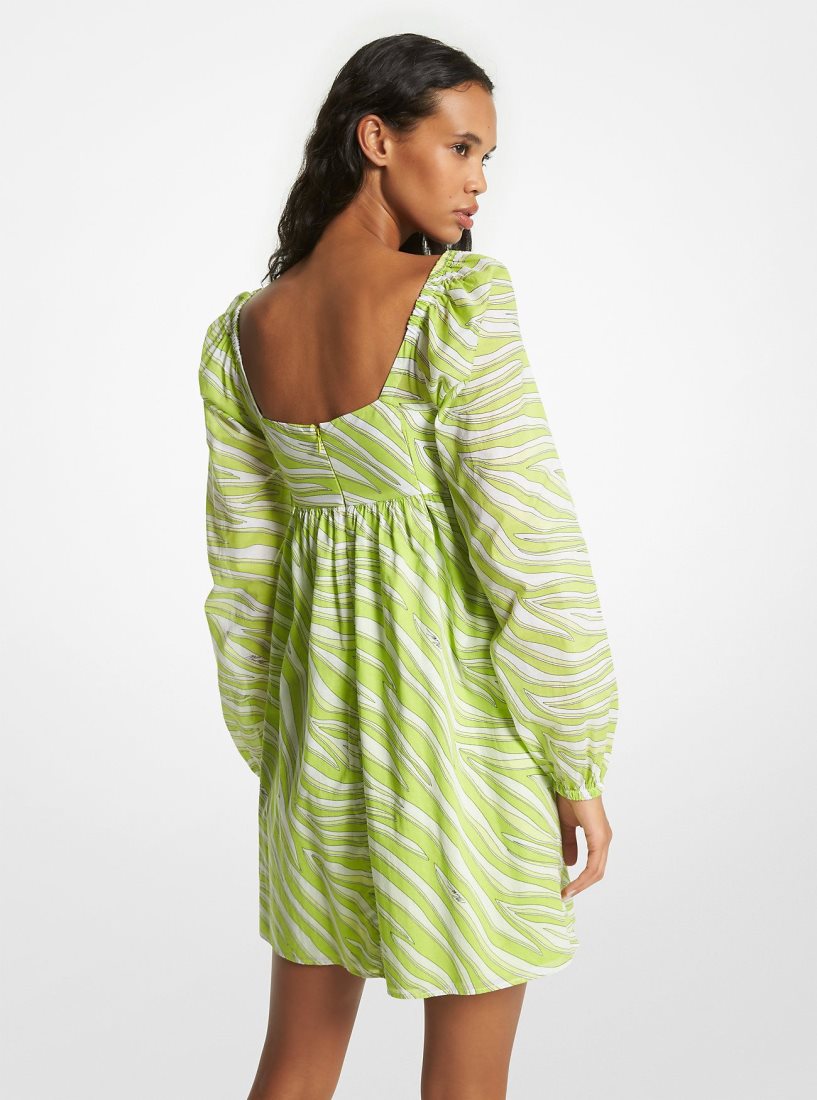 Vestido Michael Kors Zebra Print Cotton Lawn Dress Mujer Brt Limeade | 6987-MPTQB