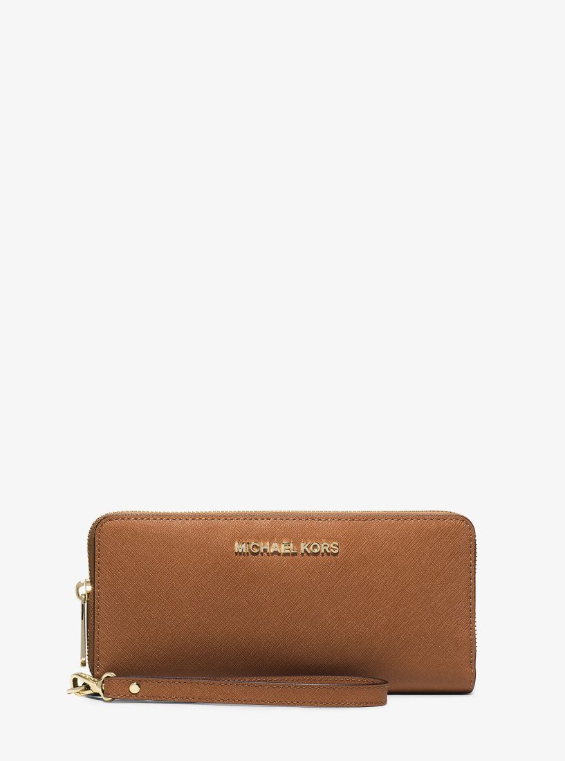 Wristlet Michael Kors Leather Continental Wristlet Mujer Luggage | 6374-VSBRE