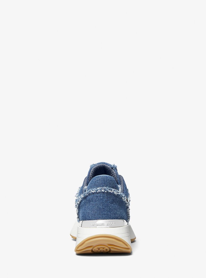 Zapatillas Michael Kors Ari Frayed Denim Trainer Mujer Azules | 0496-ZWVSR