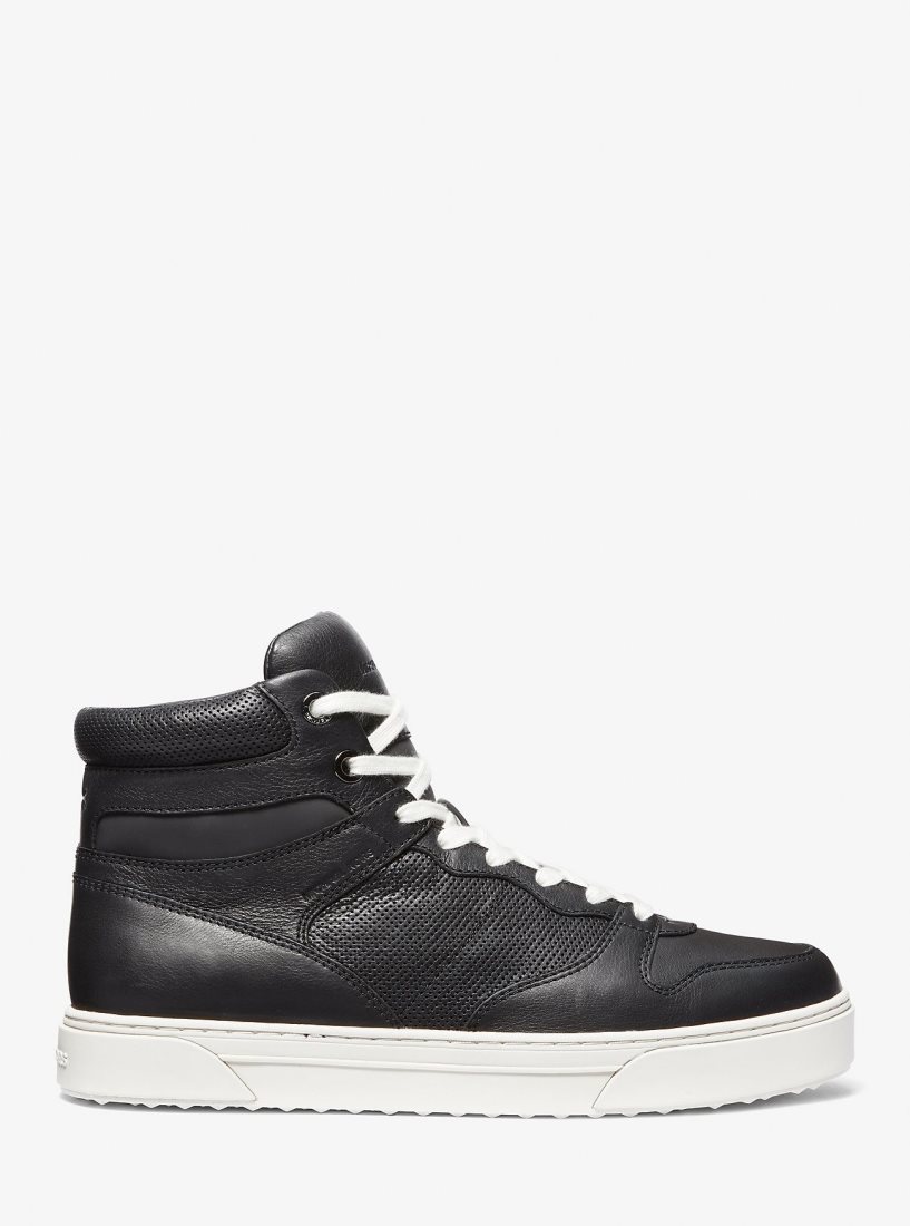 Zapatillas Michael Kors Barett Leather High-Top Sneaker Hombre Negras | 0627-ZFTCO