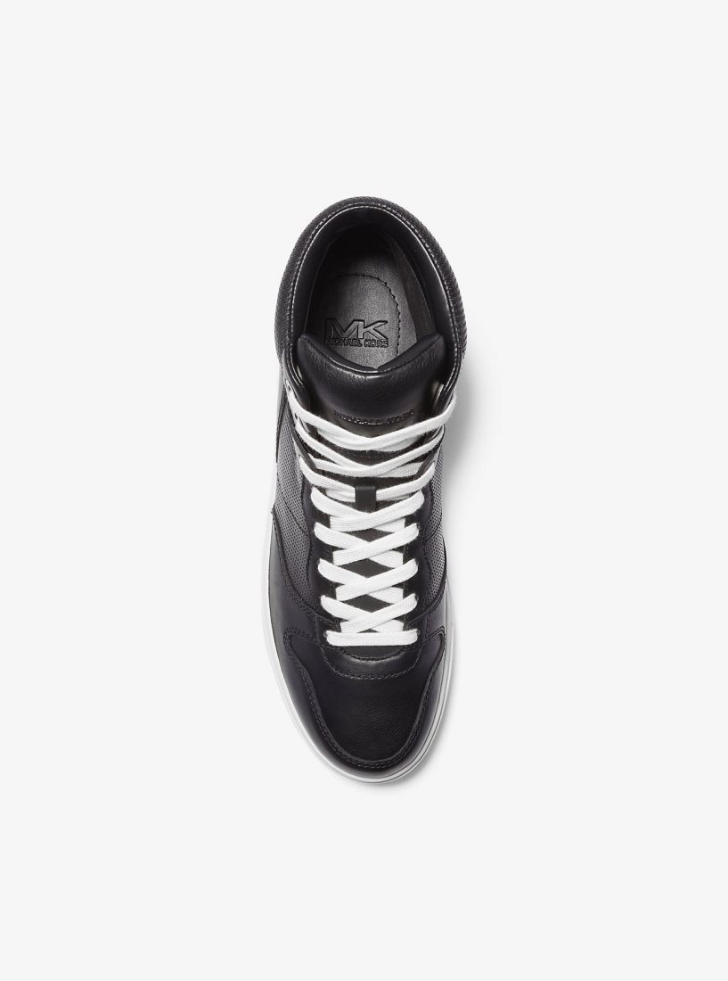 Zapatillas Michael Kors Barett Leather High-Top Sneaker Hombre Negras | 0627-ZFTCO