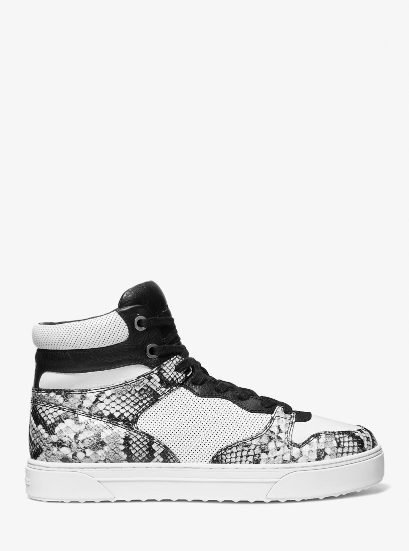 Zapatillas Michael Kors Barett Snake Embossed Leather High-Top Sneaker Hombre Blancas | 1765-OGXNM