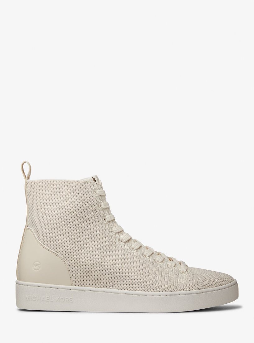 Zapatillas Michael Kors Edie Metallic Knit High-Top Sneaker Mujer Creme | 8067-PEHVU