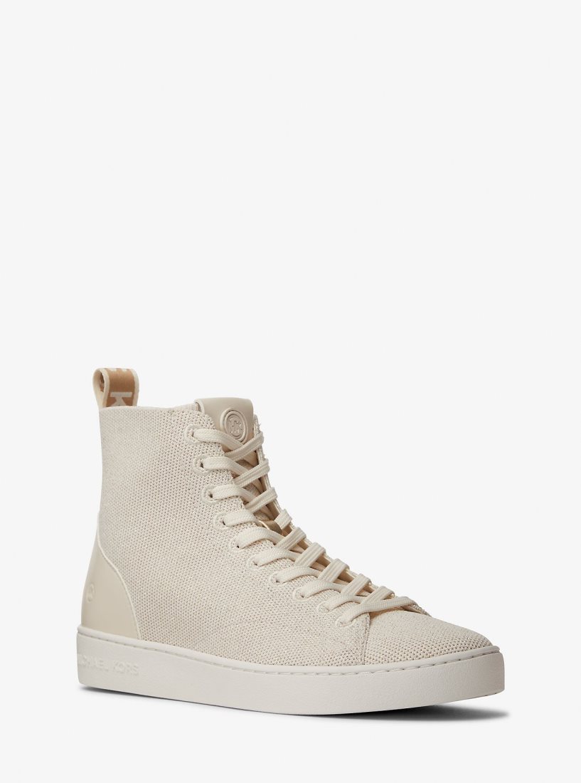 Zapatillas Michael Kors Edie Metallic Knit High-Top Sneaker Mujer Creme | 8067-PEHVU