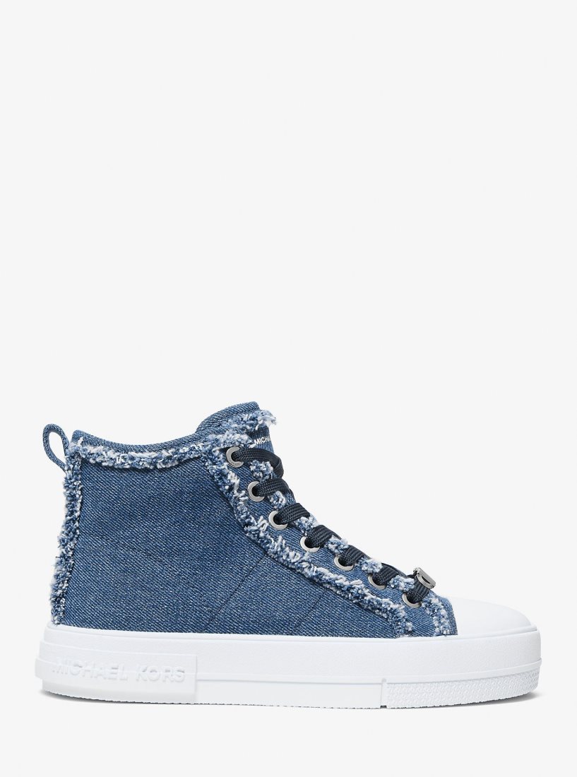 Zapatillas Michael Kors Evy Frayed Denim High-Top Sneaker Mujer Azules | 1329-BGAOR