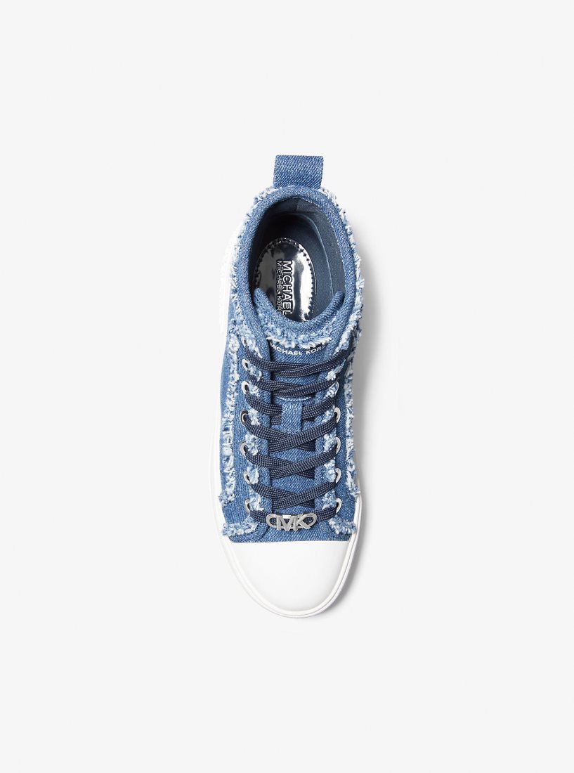 Zapatillas Michael Kors Evy Frayed Denim High-Top Sneaker Mujer Azules | 1329-BGAOR