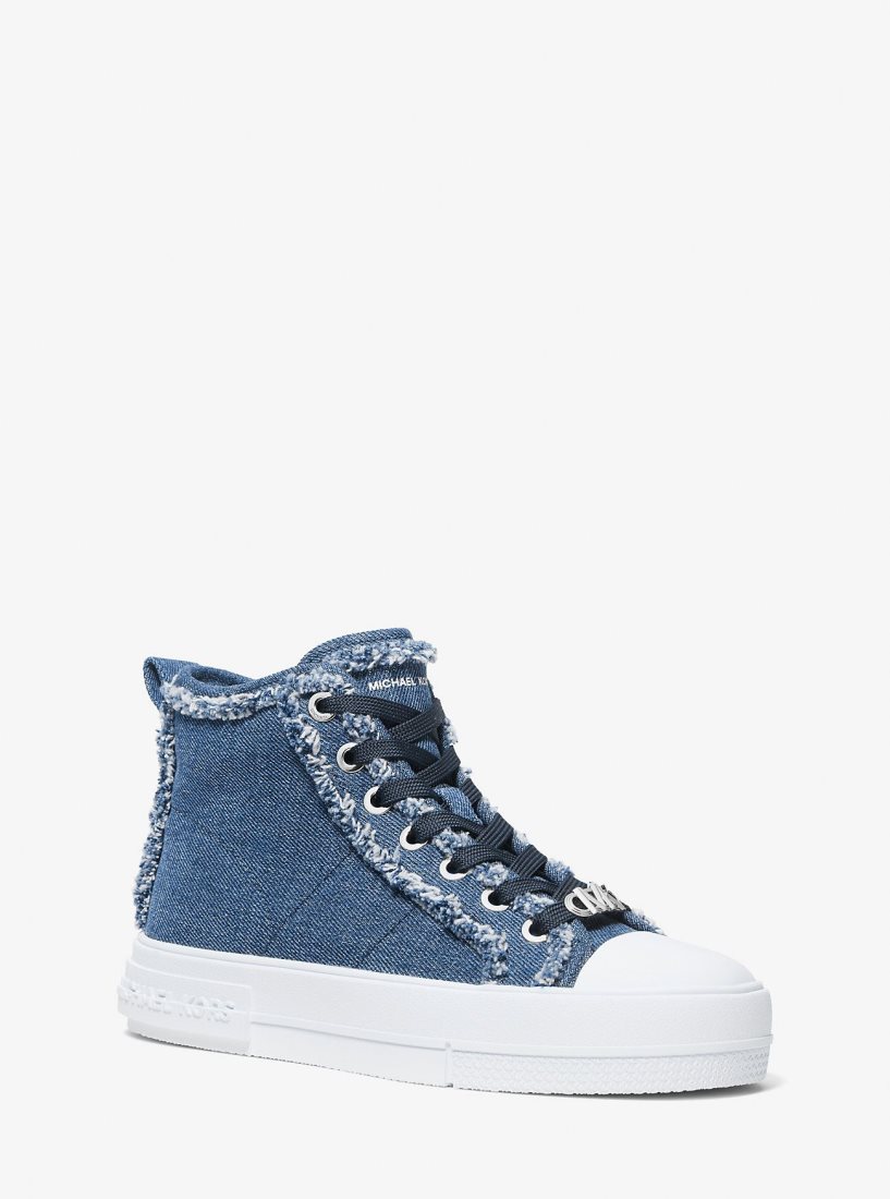 Zapatillas Michael Kors Evy Frayed Denim High-Top Sneaker Mujer Azules | 1329-BGAOR