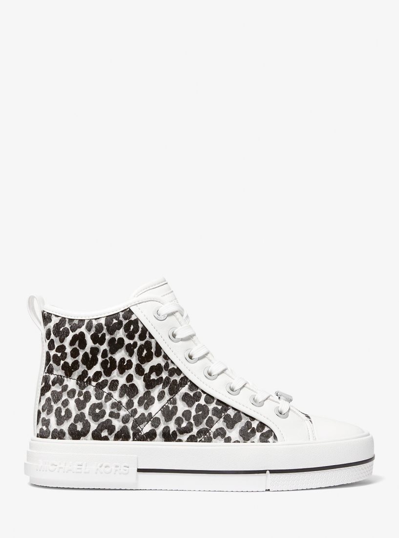 Zapatillas Michael Kors Evy Leopard Print Calf Hair High-Top Sneaker Mujer Negras | 5679-VNFLA