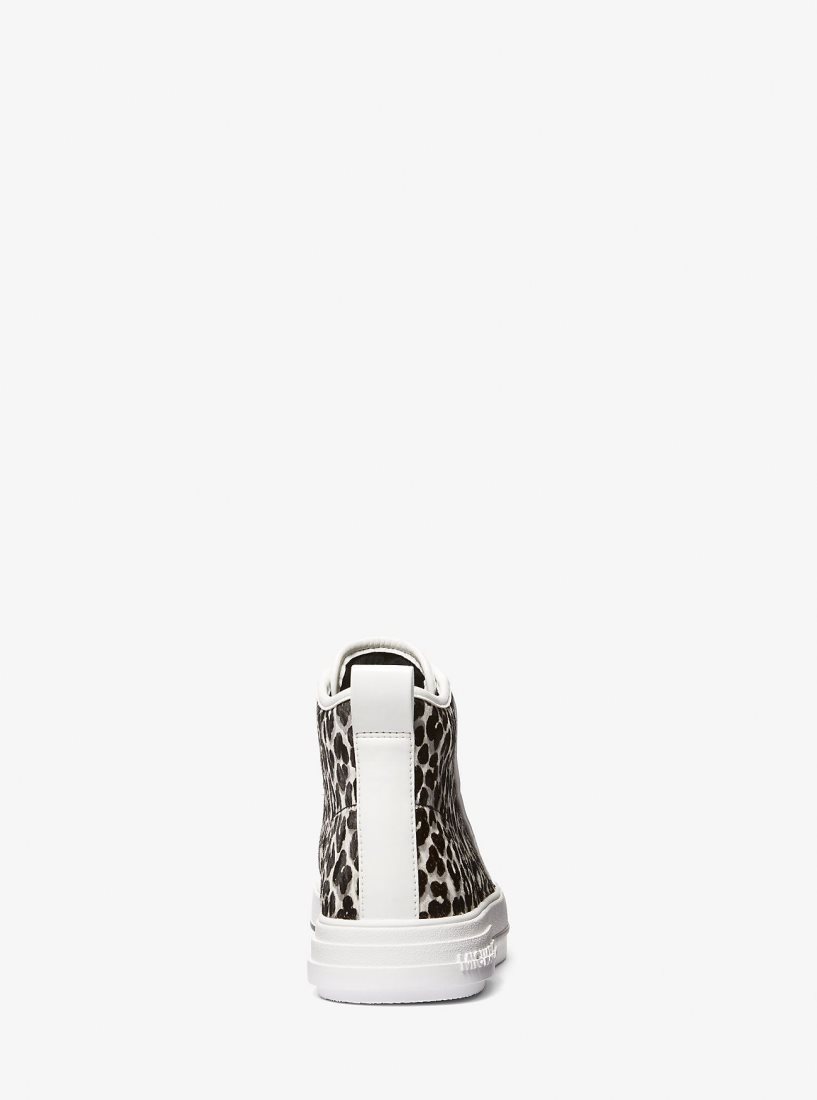 Zapatillas Michael Kors Evy Leopard Print Calf Hair High-Top Sneaker Mujer Negras | 5679-VNFLA