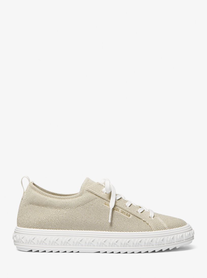 Zapatillas Michael Kors Grove Metallic Knit Sneaker Mujer Doradas | 1758-FEJQW