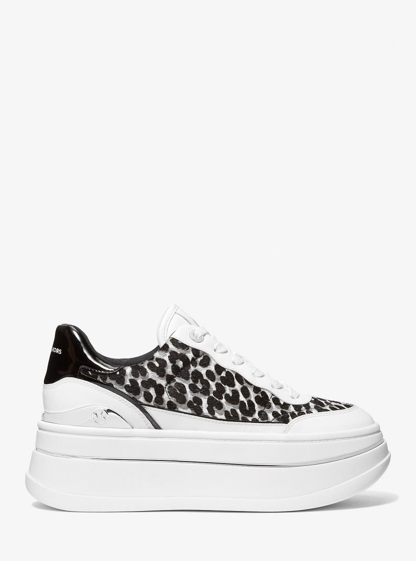 Zapatillas Michael Kors Hayes Leopard Print Calf Hair Platform Sneaker Mujer Negras | 3214-HBASX