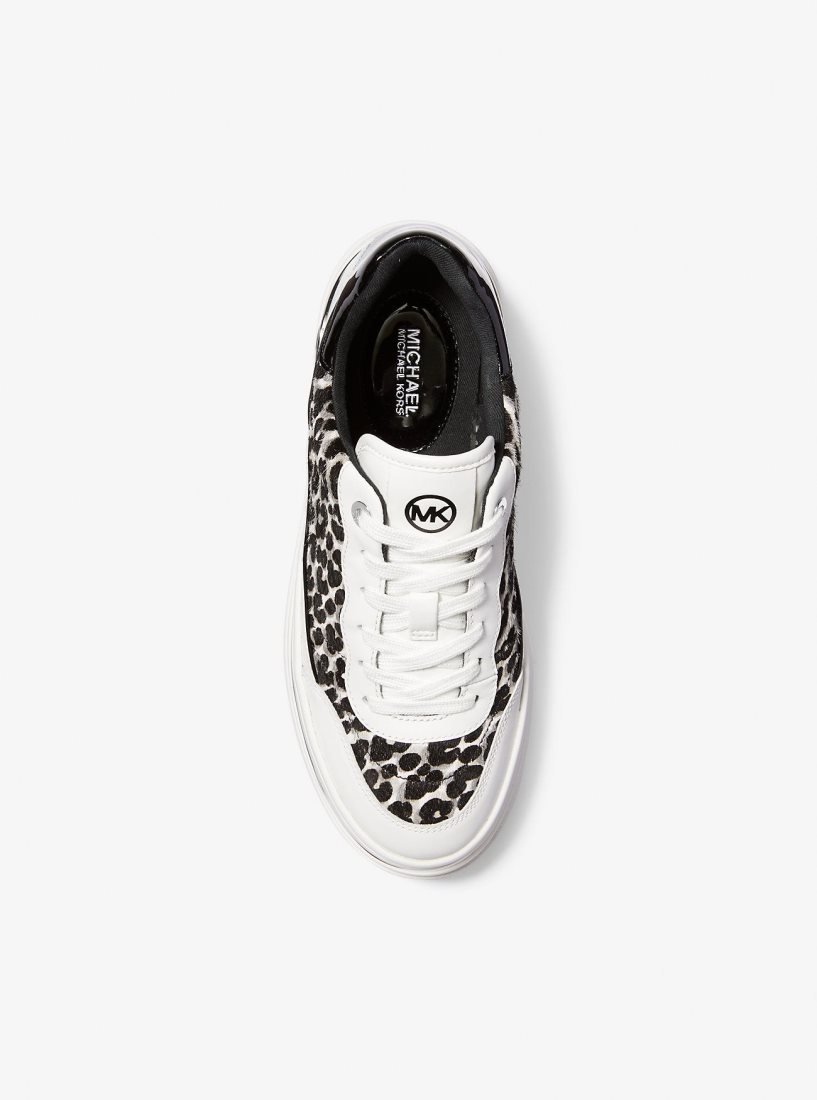 Zapatillas Michael Kors Hayes Leopard Print Calf Hair Platform Sneaker Mujer Negras | 3214-HBASX