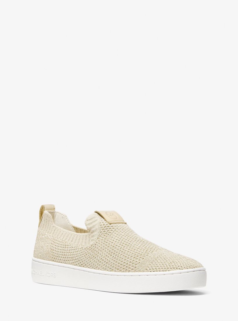 Zapatillas Michael Kors Juno Metallic Stretch Knit Slip-On Sneaker Mujer Doradas | 7581-WOZIH