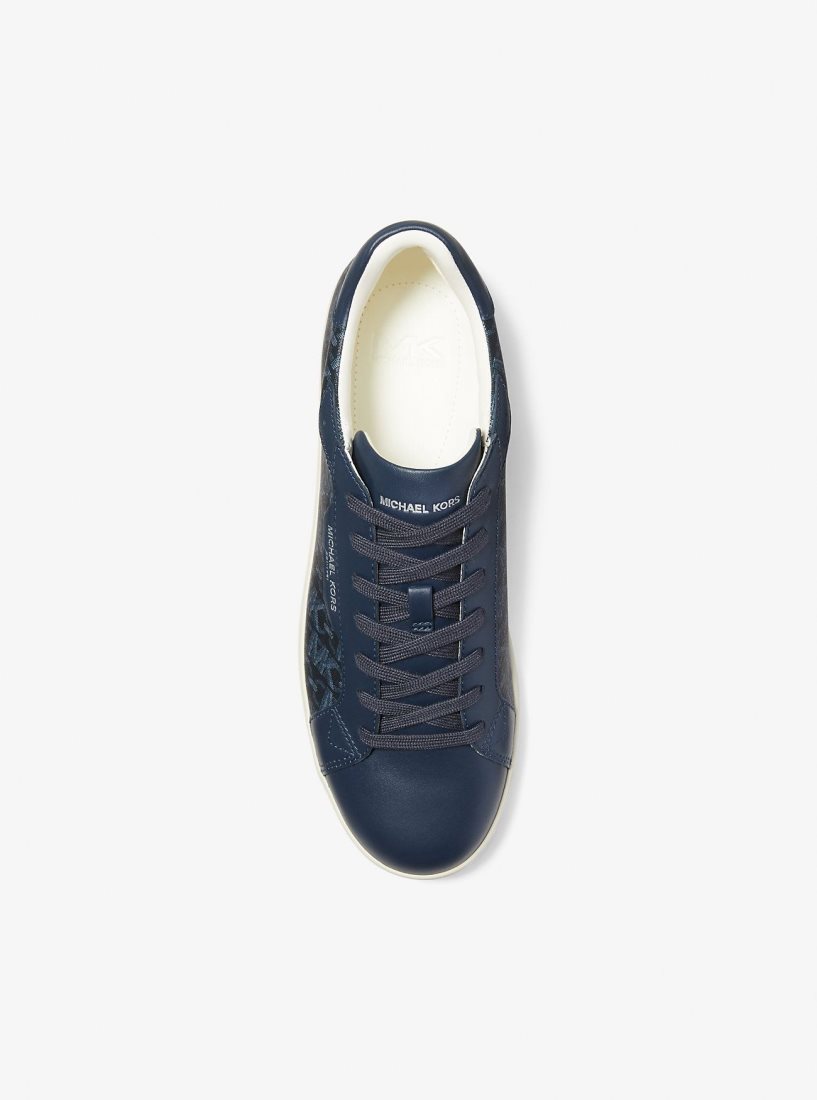 Zapatillas Michael Kors Keating Empire Signature Logo and Leather Sneaker Hombre Azul Marino | 0738-CIMSL