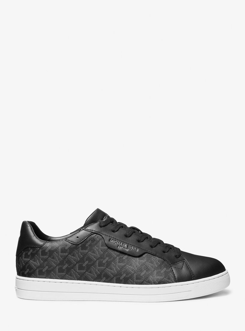 Zapatillas Michael Kors Keating Empire Signature Logo and Leather Sneaker Hombre Negras | 9256-ULREQ