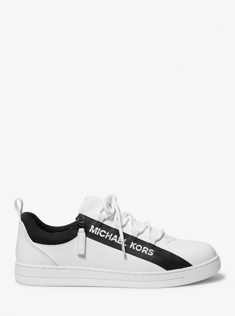 Zapatillas Michael Kors Keating Leather and Mesh Zip-Up Sneaker Hombre Blancas | 5192-DICOE