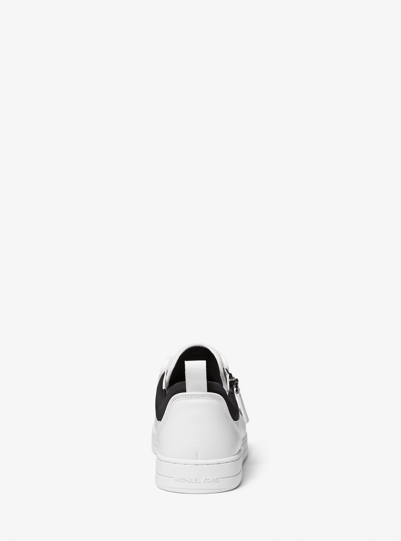 Zapatillas Michael Kors Keating Leather and Mesh Zip-Up Sneaker Hombre Blancas | 5192-DICOE