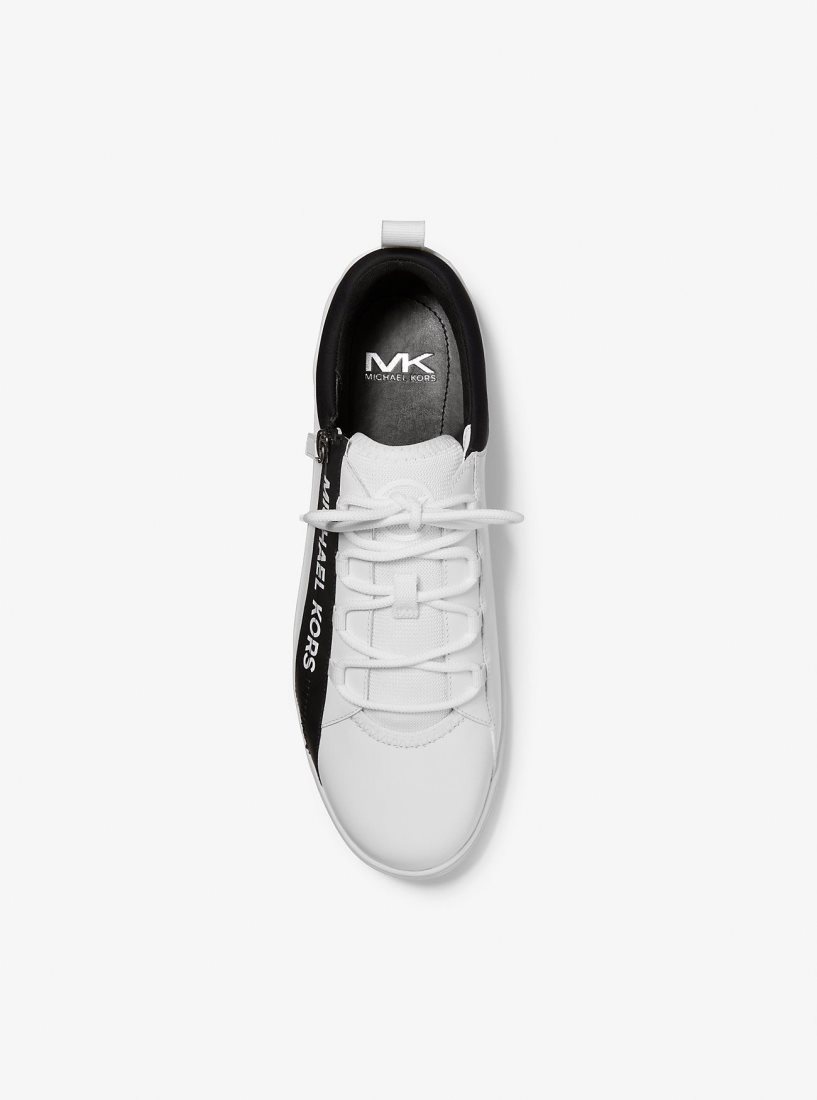 Zapatillas Michael Kors Keating Leather and Mesh Zip-Up Sneaker Hombre Blancas | 5192-DICOE