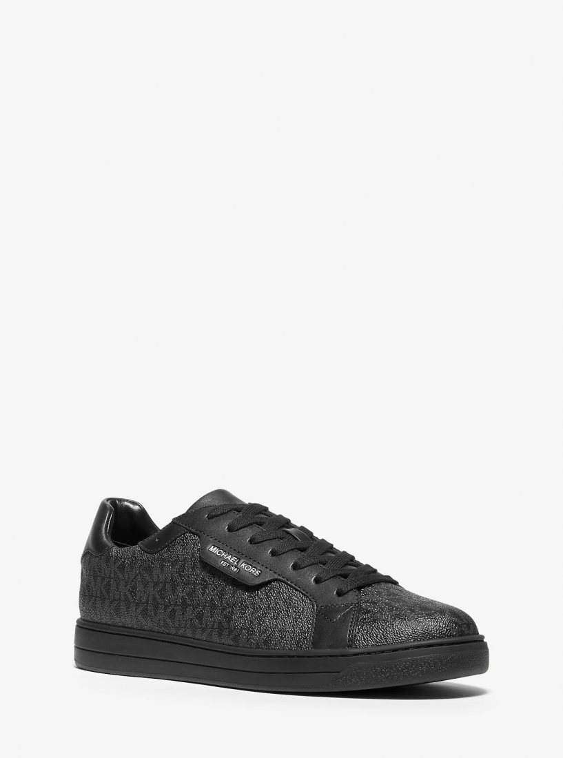 Zapatillas Michael Kors Keating Logo and Leather Sneaker Hombre Negras | 5831-TLZVA