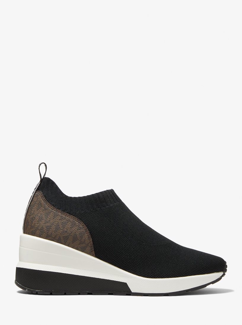 Zapatillas Michael Kors Mabel Stretch Knit and Signature Logo Slip-On Trainer Mujer Negras | 4728-PXCMW