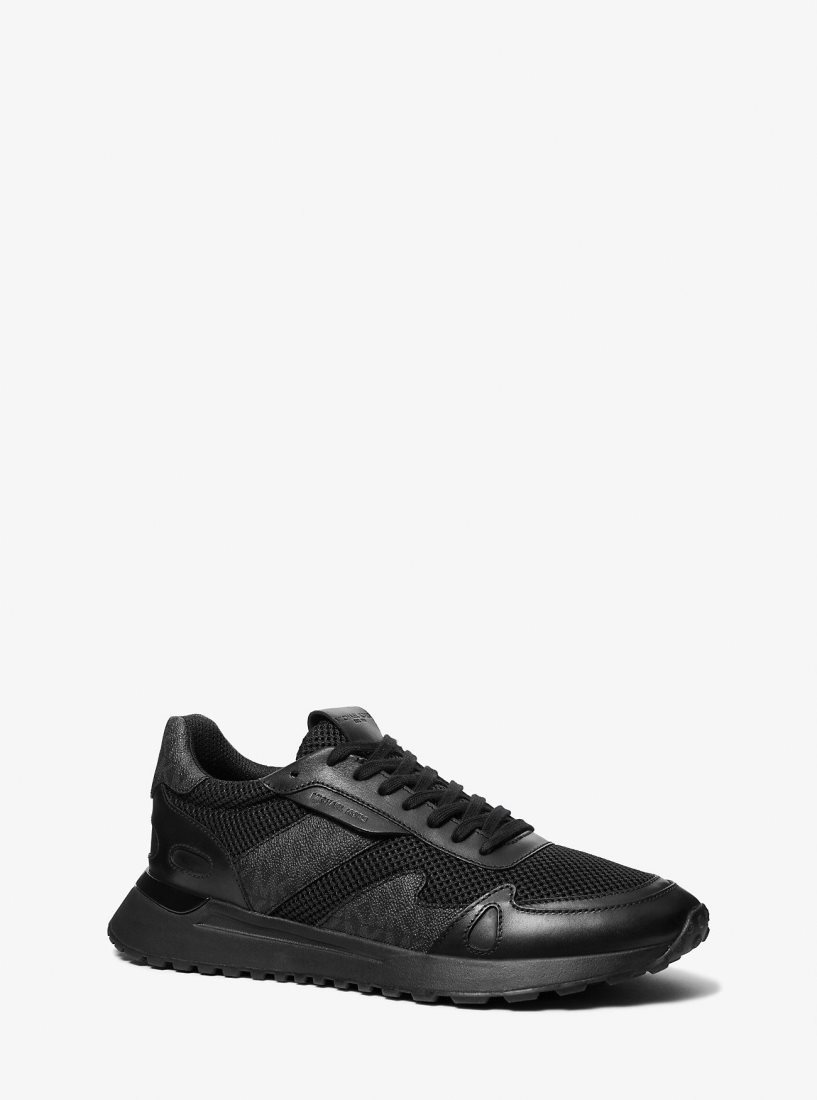 Zapatillas Michael Kors Miles Mixed-Media Trainer Hombre Negras | 8419-OTNWA