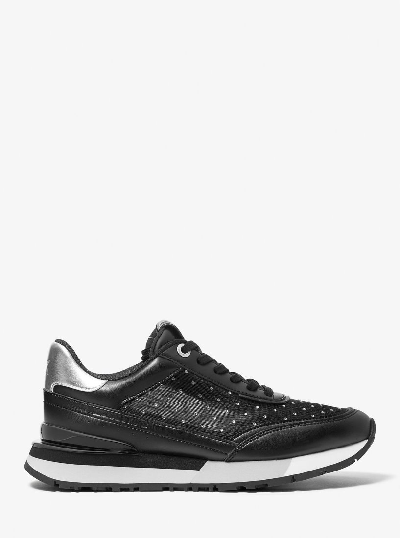 Zapatillas Michael Kors Nova Embellished Mesh Trainer Mujer Negras | 6405-QOWGD