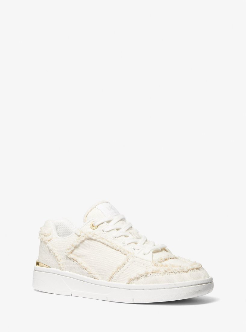 Zapatillas Michael Kors Rebel Frayed Denim Sneaker Mujer Blancas | 6082-ABQDE