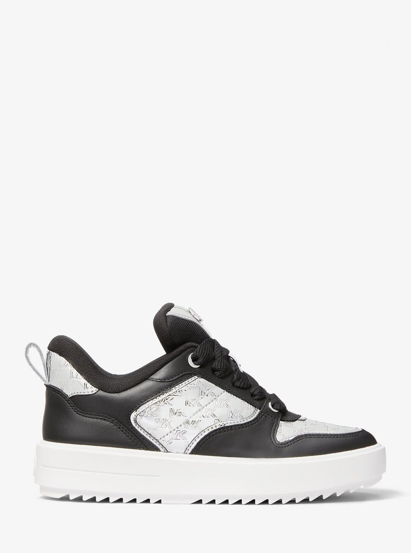 Zapatillas Michael Kors Rumi Leather and Logo-Embossed Metallic Platform Sneakers Mujer Plateadas | 3760-RSIWN