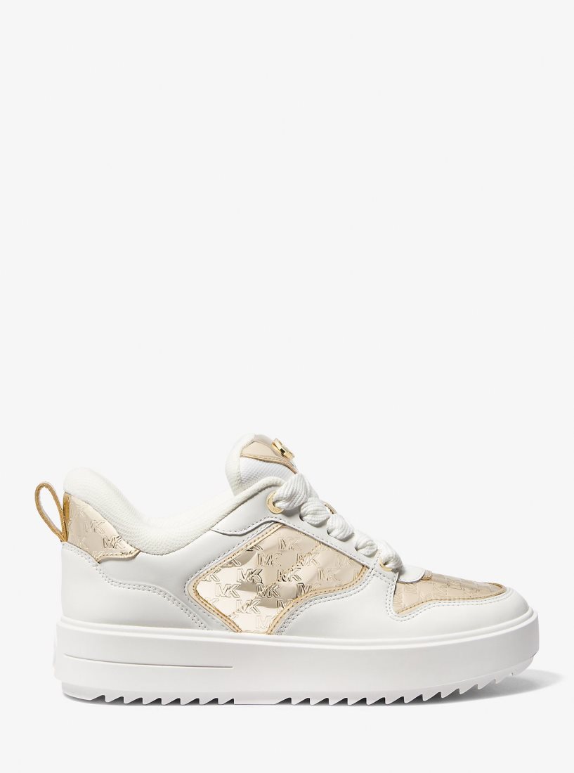 Zapatillas Michael Kors Rumi Leather and Logo-Embossed Metallic Platform Sneakers Mujer Doradas | 4316-MLVXZ