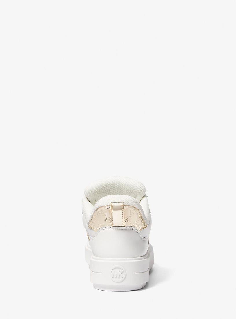 Zapatillas Michael Kors Rumi Leather and Logo-Embossed Metallic Platform Sneakers Mujer Doradas | 4316-MLVXZ