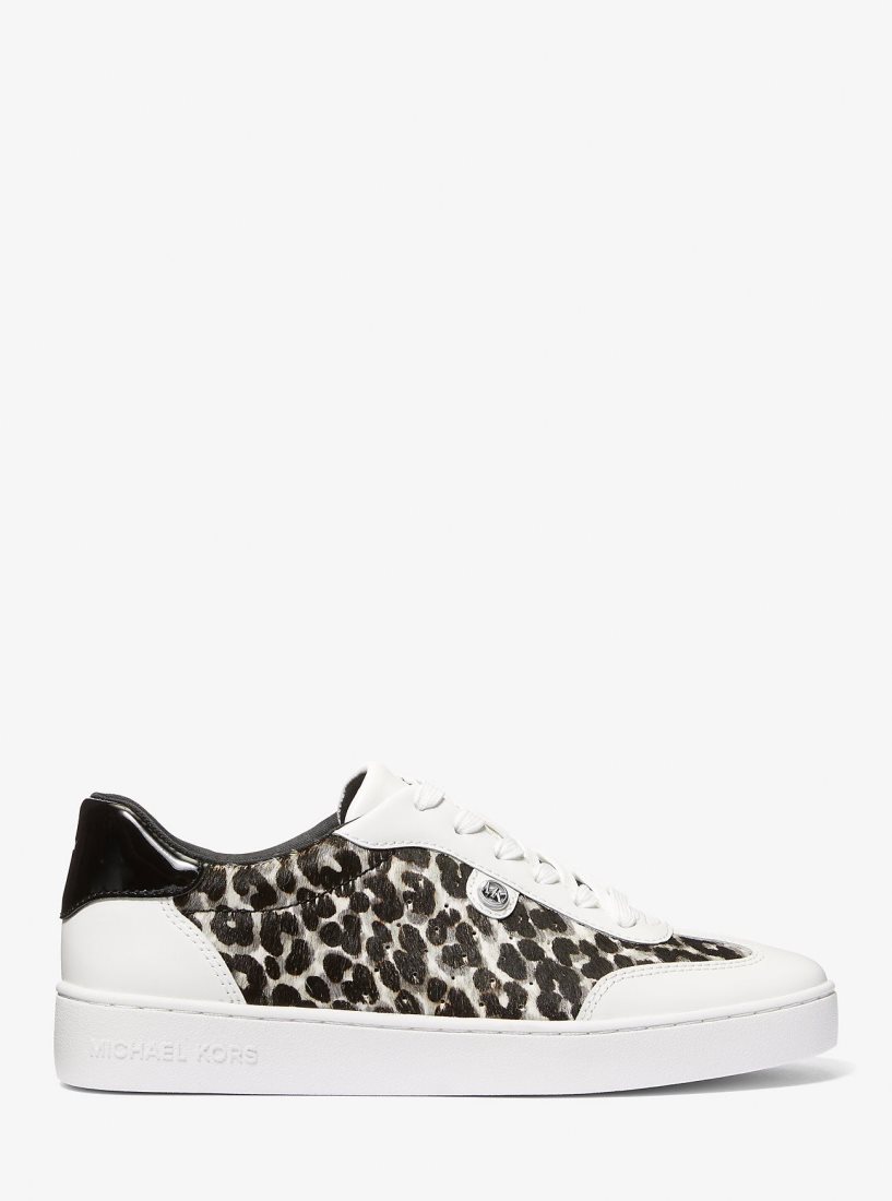 Zapatillas Michael Kors Scotty Leopard Print Calf Hair Sneaker Mujer Negras | 3978-BQKXV