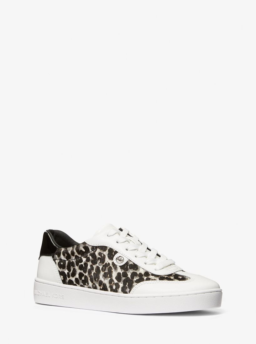 Zapatillas Michael Kors Scotty Leopard Print Calf Hair Sneaker Mujer Negras | 3978-BQKXV