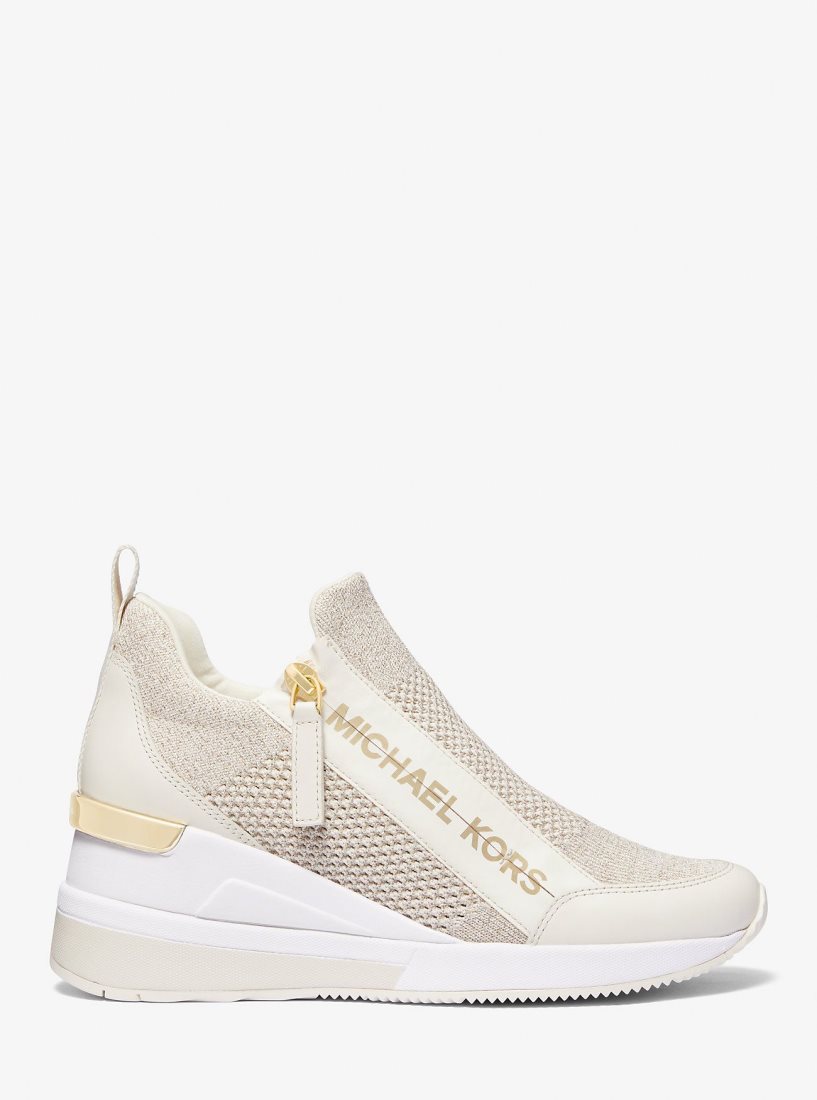 Zapatillas Michael Kors Willis Metallic Stretch Knit Trainer Mujer Champagne | 7086-CZAKQ