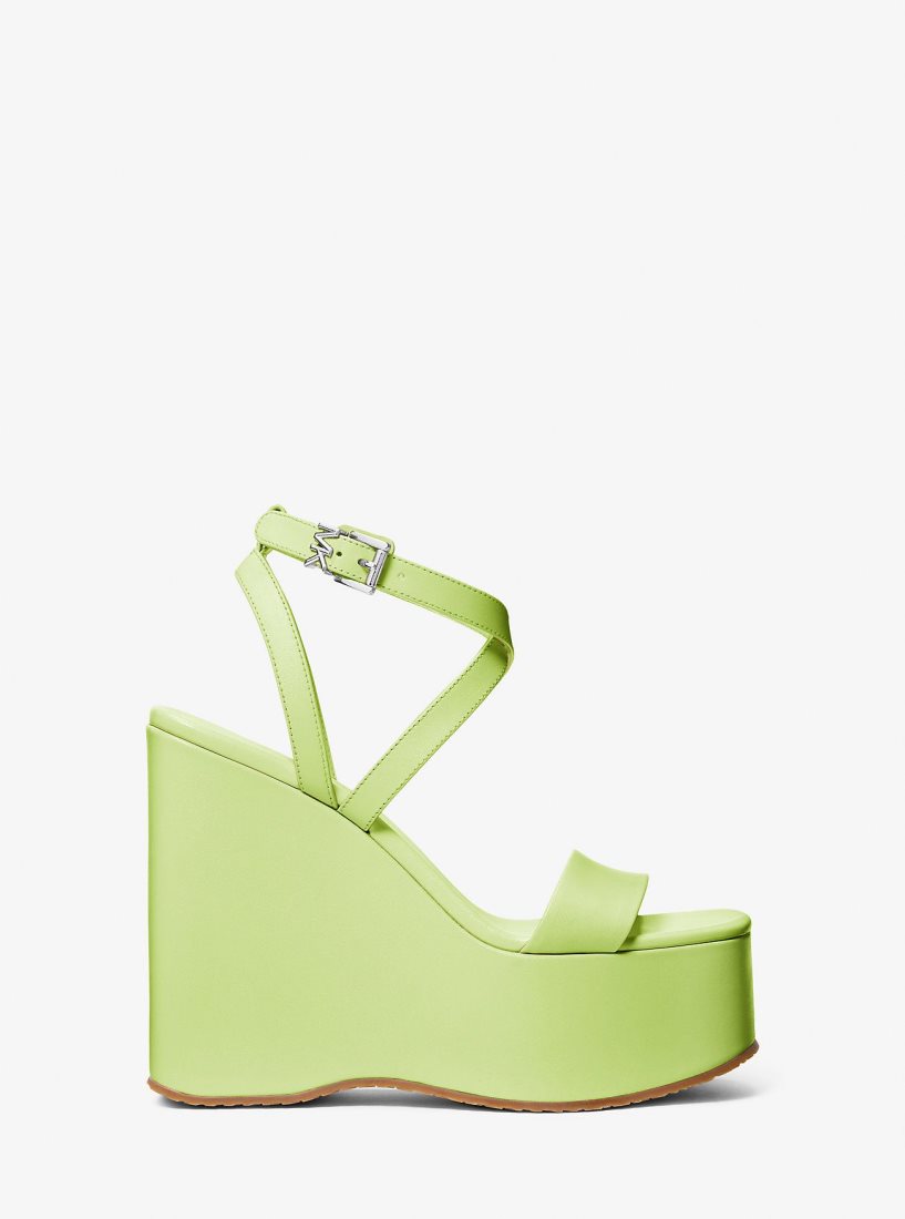 Zapatos Cuña Michael Kors Paola Leather Wedge Sandal Mujer Brt Limeade | 9783-HJMZG