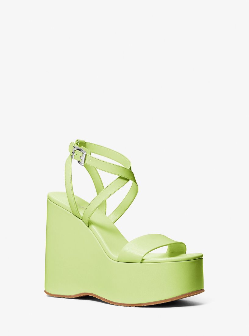 Zapatos Cuña Michael Kors Paola Leather Wedge Sandal Mujer Brt Limeade | 9783-HJMZG