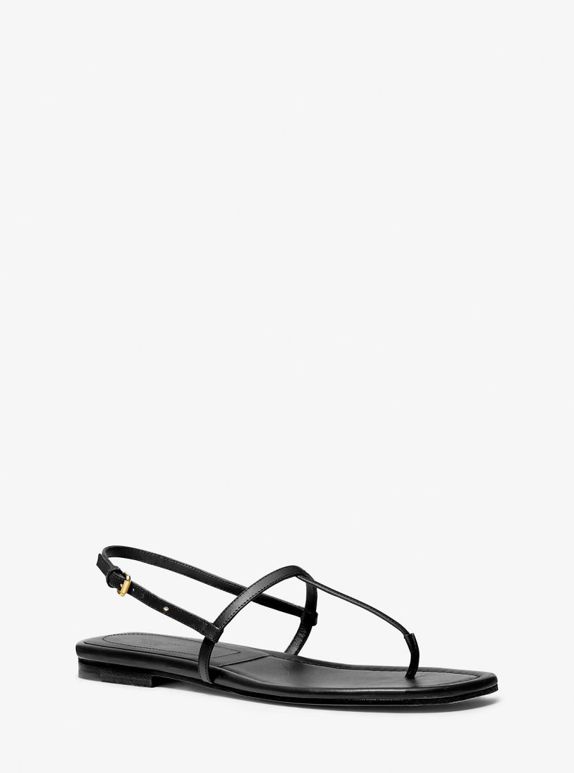 Zapatos Planos Michael Kors Ali Leather Sandal Mujer Negras | 0658-TAPKH