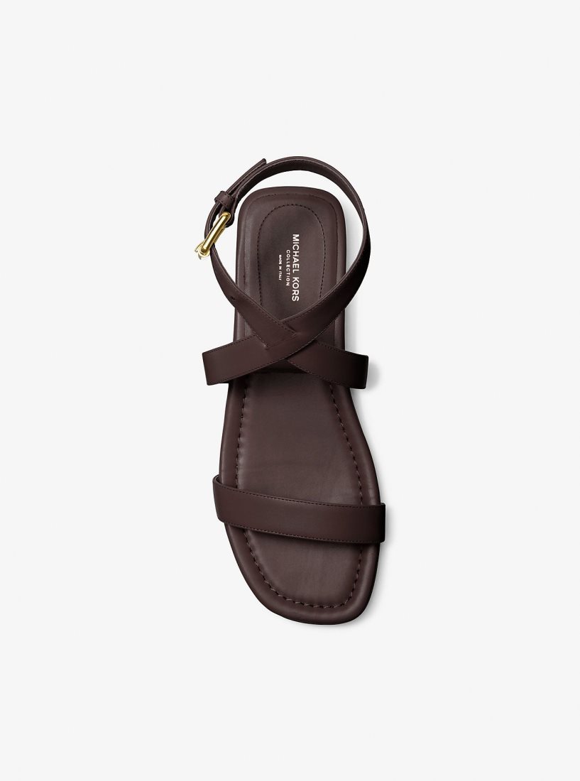 Zapatos Planos Michael Kors Bridgette Leather Sandal Mujer Chocolate | 2036-UJYNF