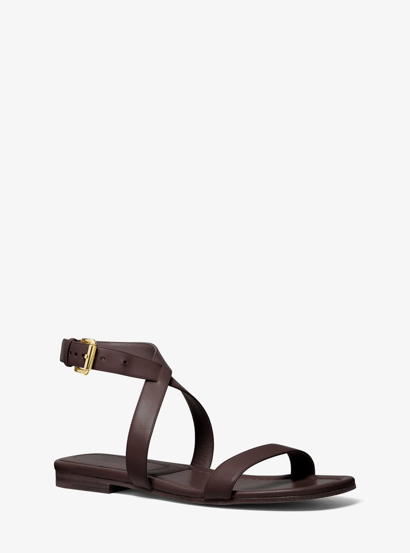 Zapatos Planos Michael Kors Bridgette Leather Sandal Mujer Chocolate | 2036-UJYNF