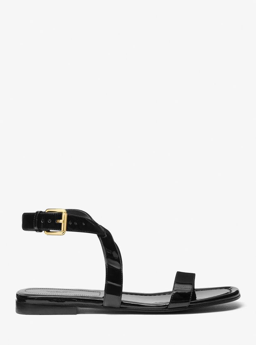 Zapatos Planos Michael Kors Bridgette Patent Leather Sandal Mujer Negras | 9840-PUZTY