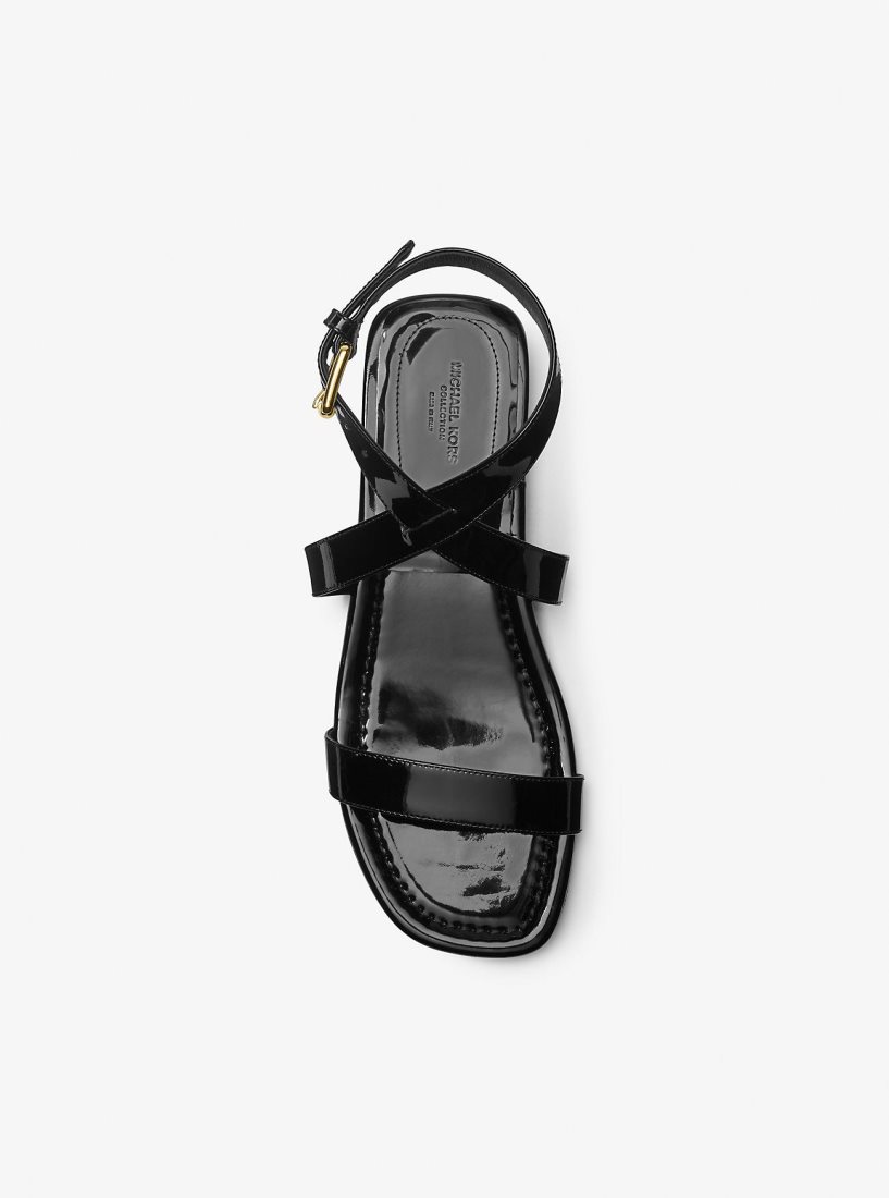 Zapatos Planos Michael Kors Bridgette Patent Leather Sandal Mujer Negras | 9840-PUZTY