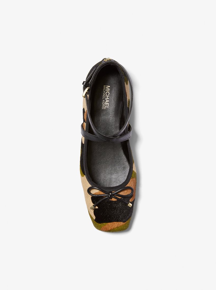 Zapatos Planos Michael Kors Collette Camouflage Print Calf Hair Ballet Flat Mujer Verde Oliva Multicolor | 2874-XIMCD