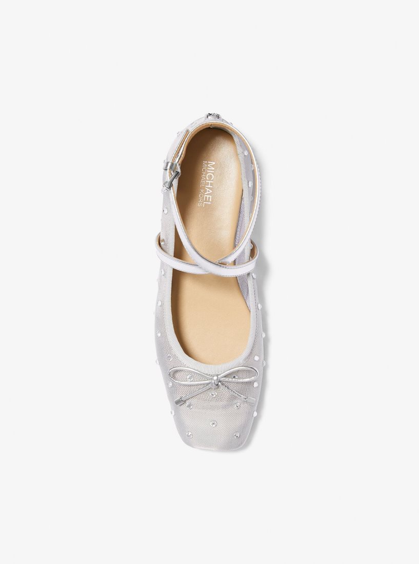 Zapatos Planos Michael Kors Collette Embellished Mesh Ballet Flat Mujer Plateadas | 6734-AIMOZ