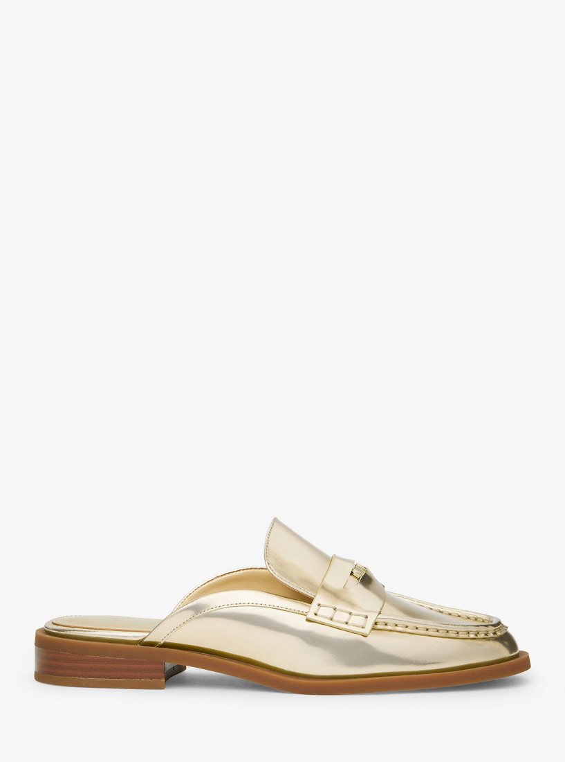 Zapatos Planos Michael Kors Eden Metallic Leather Mule Mujer Doradas | 8901-VEQAC