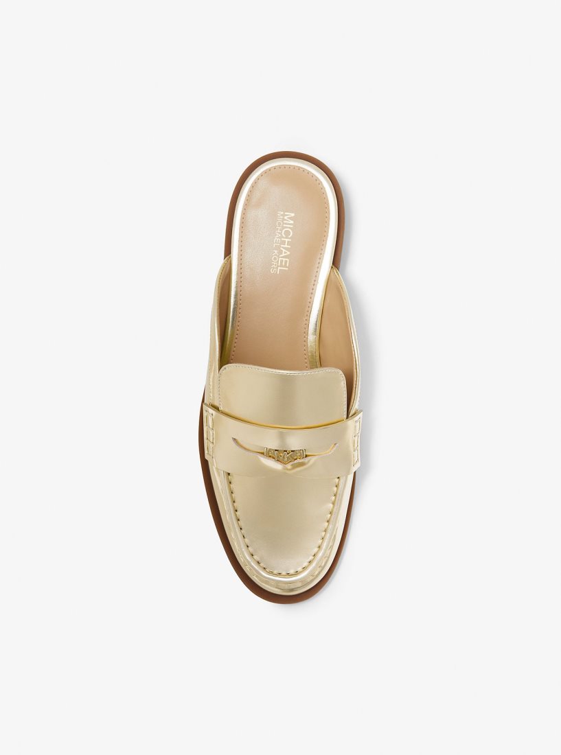 Zapatos Planos Michael Kors Eden Metallic Leather Mule Mujer Doradas | 8901-VEQAC